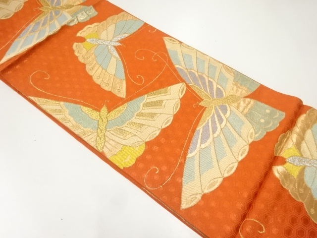 蝶模様織出し袋帯